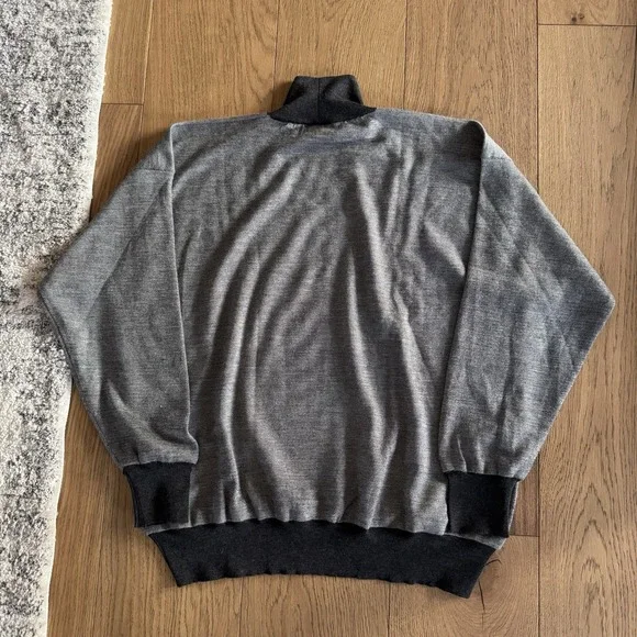VTG Avi Rossini Mock Neck Sweater Men's 56 Italy Style Gray Textured Knit 90s